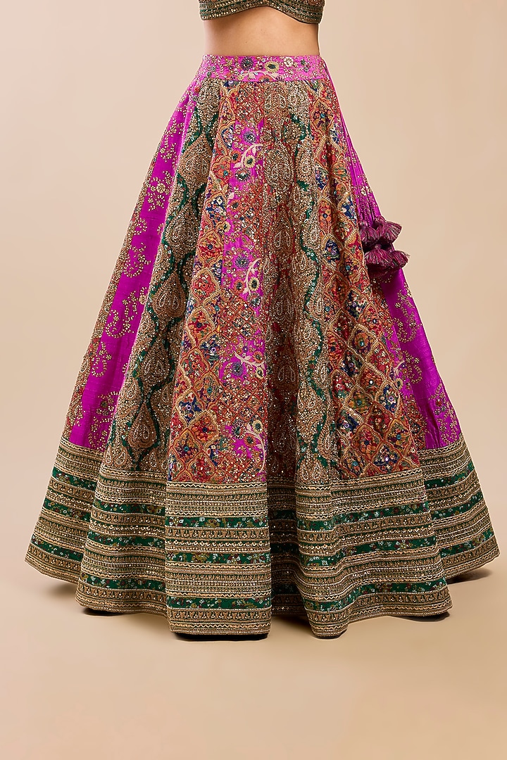 Multi-Colored Chanderi Silk Bridal Lehenga Set by Petticoat Lane at Pernia's Pop Up Shop