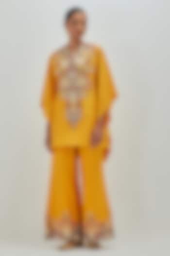 Mustard Chanderi Wedding Sharara Set by Petticoat Lane at Pernia's Pop Up Shop