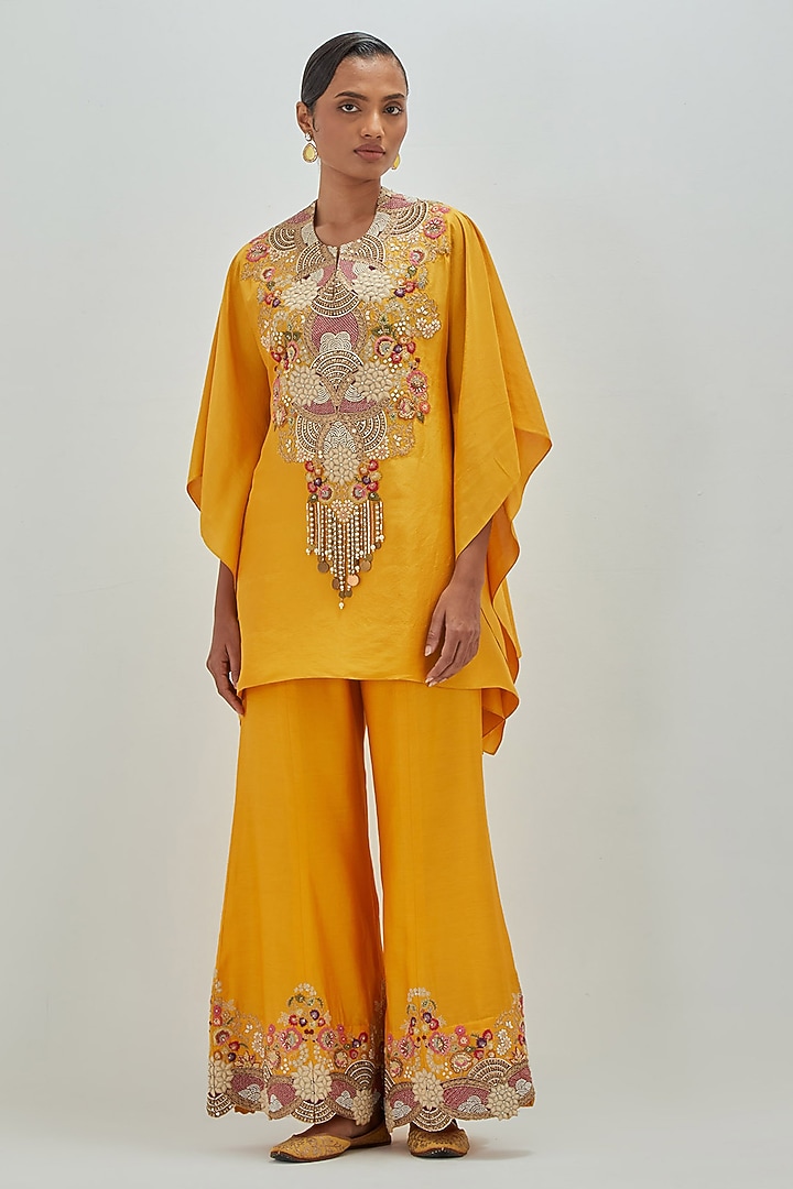 Mustard Chanderi Wedding Sharara Set by Petticoat Lane at Pernia's Pop Up Shop