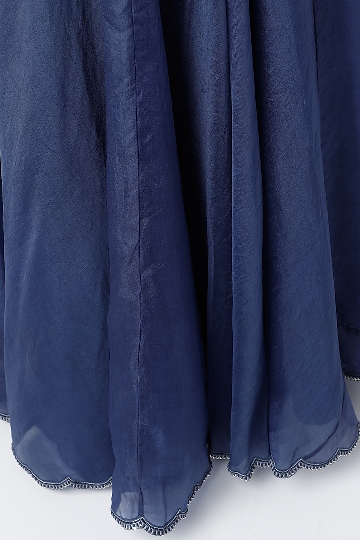 Midnight Blue Skirt With Embroidered Blouse by Petticoat Lane at Pernia's Pop Up Shop