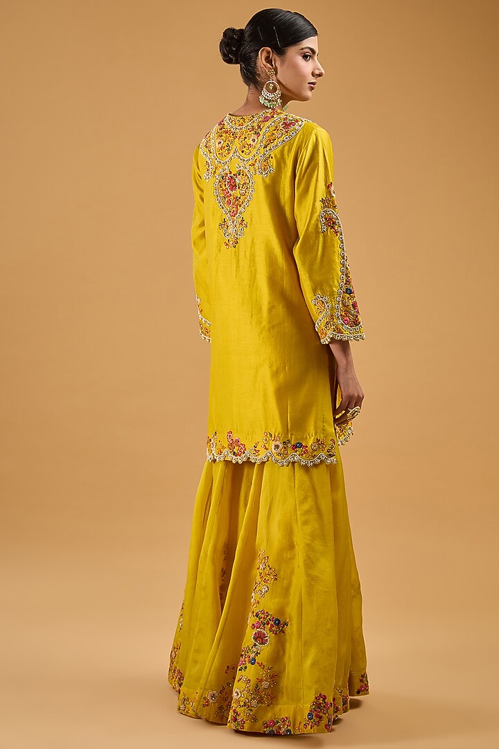 Yellow Organza Bridal Sharara Set by Petticoat Lane at Pernia's Pop Up Shop