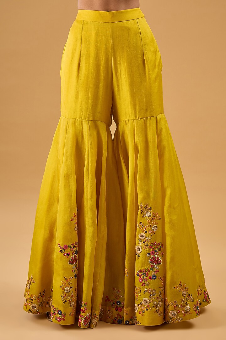 Yellow Organza Bridal Sharara Set by Petticoat Lane at Pernia's Pop Up Shop
