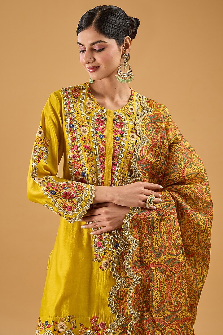 Yellow Organza Bridal Sharara Set by Petticoat Lane at Pernia's Pop Up Shop