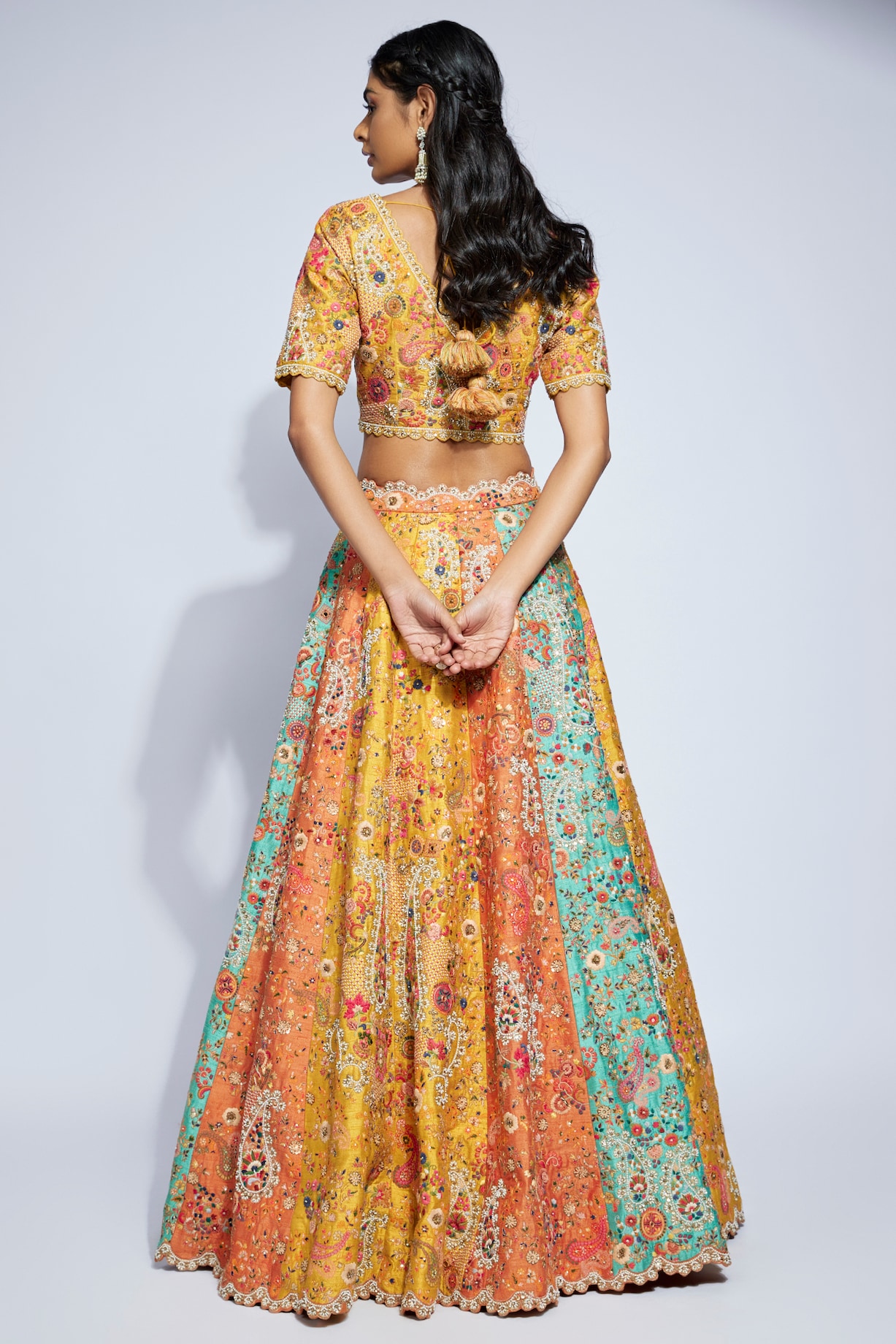 Multi-Colored Dupion Dori Embroidered Bridal Lehenga Set by Petticoat ...