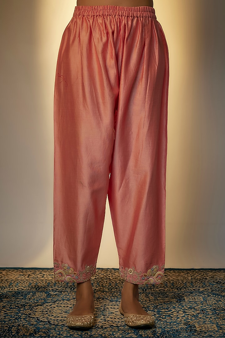 Blush Pink Shimmer Brocade A-Line Kurta Set by Petticoat Lane at Pernia's Pop Up Shop