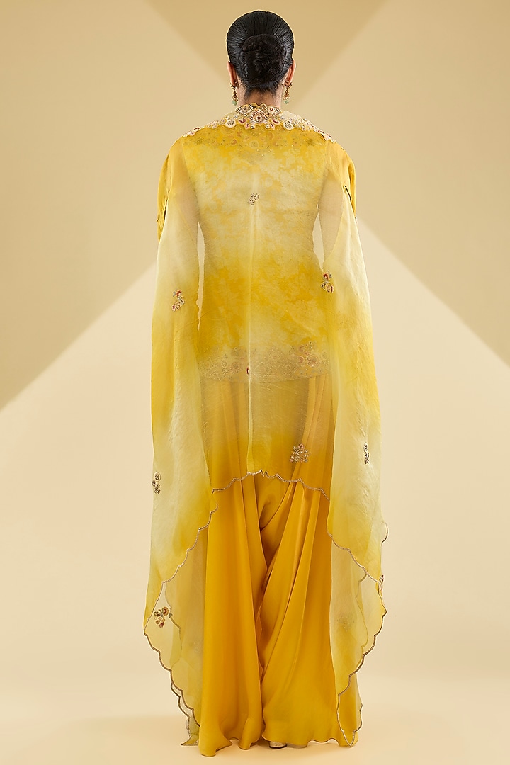 Yellow Organza Cape Set by Petticoat Lane at Pernia's Pop Up Shop