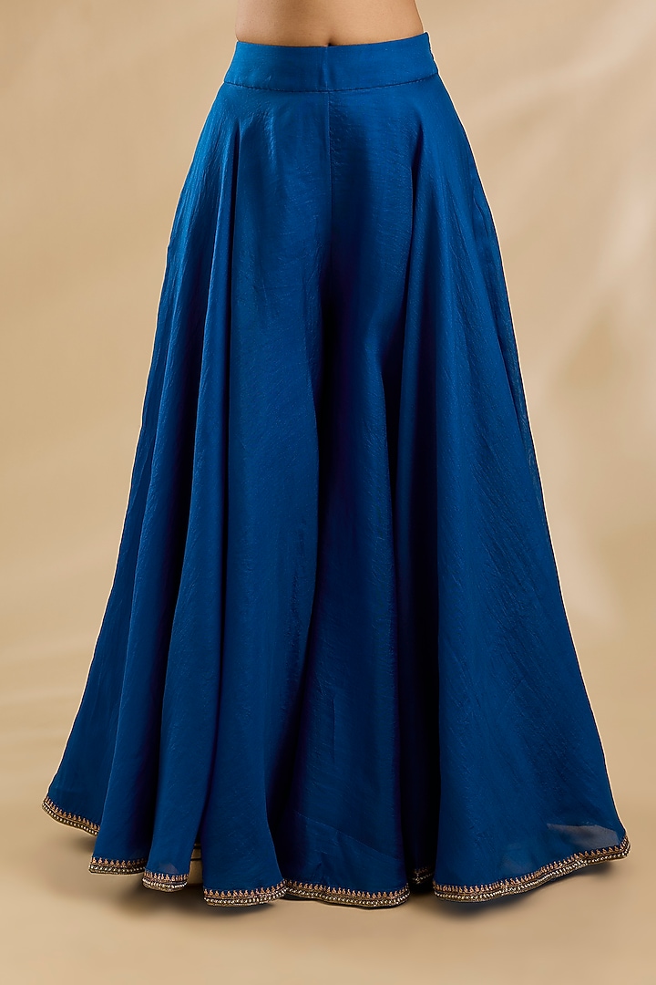 Blue Organza Patchwork Peplum Kurta Set by Petticoat Lane at Pernia's Pop Up Shop