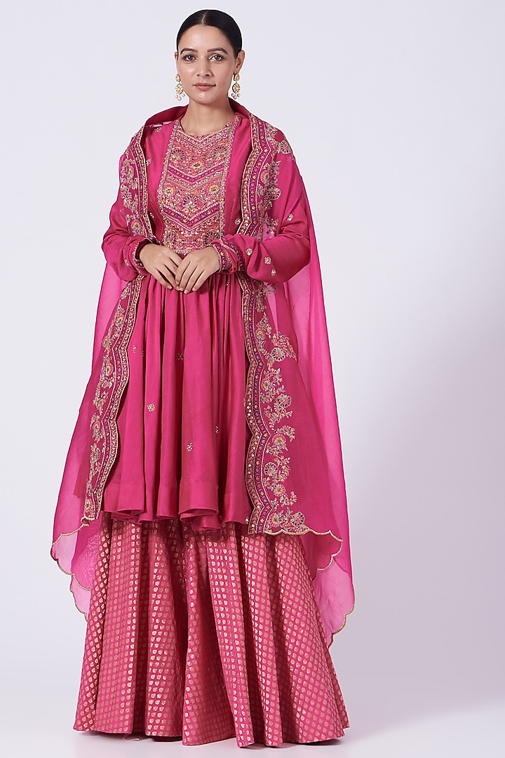 Magenta Chanderi Sharara Set by Petticoat Lane