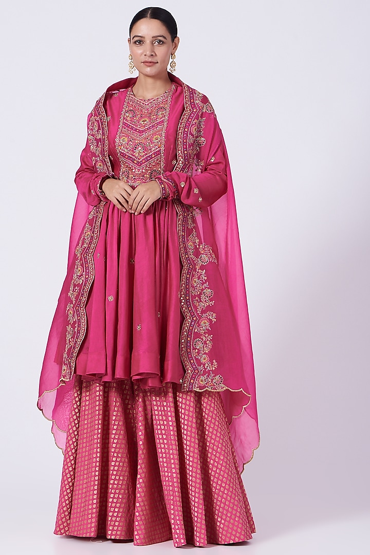 Magenta Chanderi Sharara Set by Petticoat Lane at Pernia's Pop Up Shop