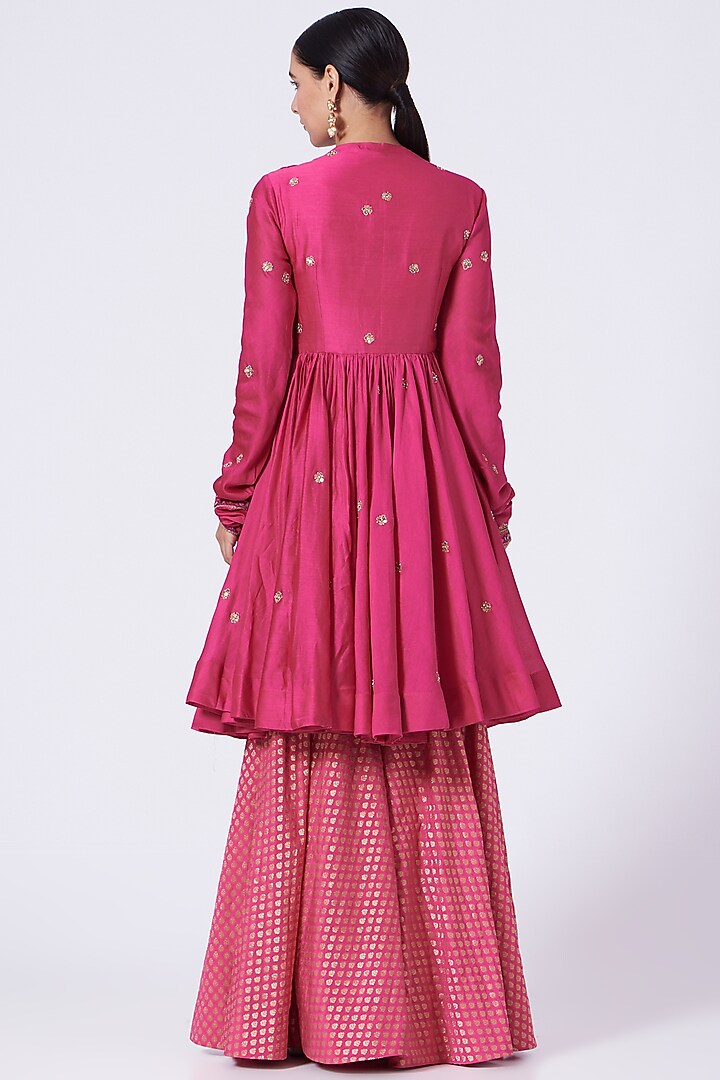 Magenta Chanderi Wedding Sharara Set by Petticoat Lane at Pernia's Pop Up Shop