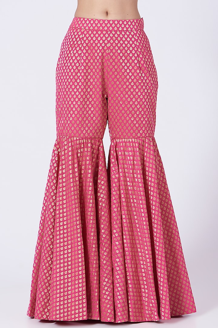Magenta Chanderi Wedding Sharara Set by Petticoat Lane at Pernia's Pop Up Shop