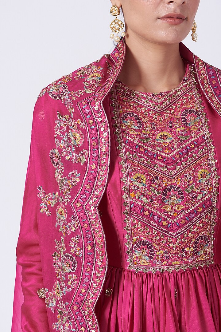 Magenta Chanderi Wedding Sharara Set by Petticoat Lane at Pernia's Pop Up Shop