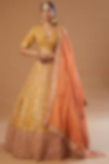 Yellow Embroidered Bridal Lehenga Set by Petticoat Lane at Pernia's Pop Up Shop