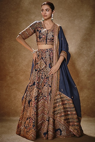 Buy Powder Blue Saree With Blouse And Petticoat by Designer PRIYAL PRAKASH  Online at