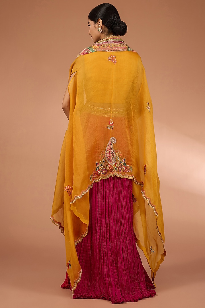 Yellow Organza Cape Set by Petticoat Lane at Pernia's Pop Up Shop