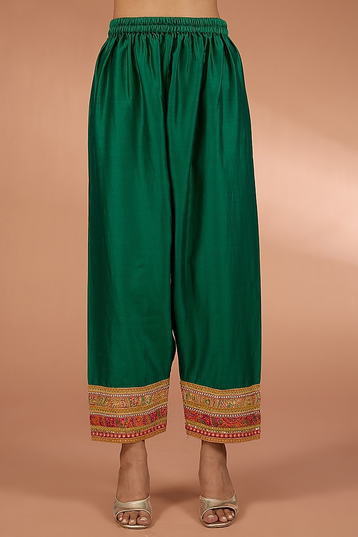 Pink Chanderi Geometric Patchwork Kurta Set by Petticoat Lane at Pernia's Pop Up Shop