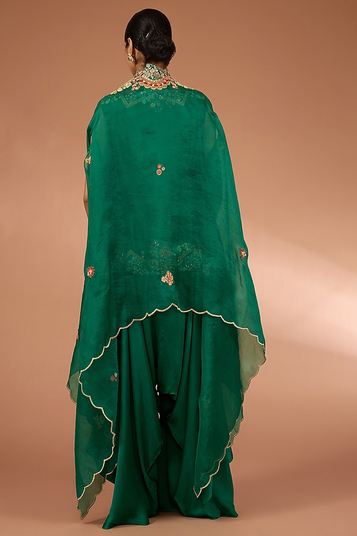 Green Organza Patchwork Cape Set by Petticoat Lane at Pernia's Pop Up Shop