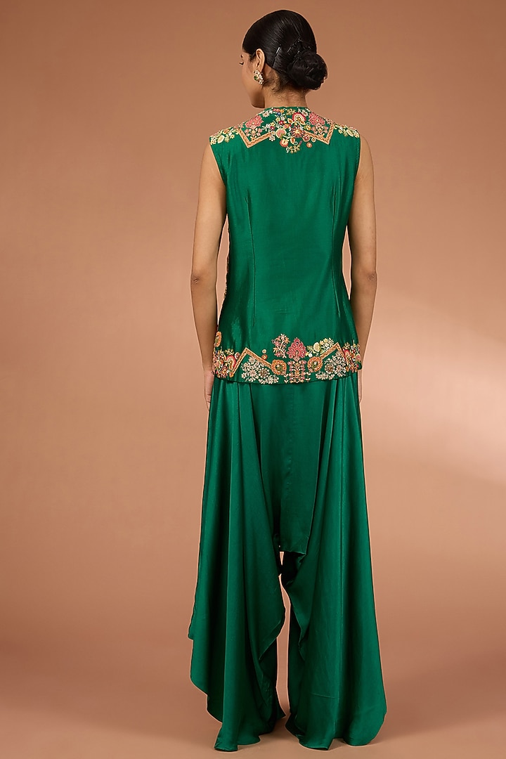 Green Organza Patchwork Cape Set by Petticoat Lane at Pernia's Pop Up Shop