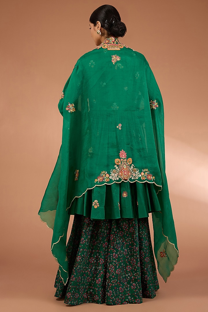 Green Organza Patchwork Cape Set by Petticoat Lane at Pernia's Pop Up Shop
