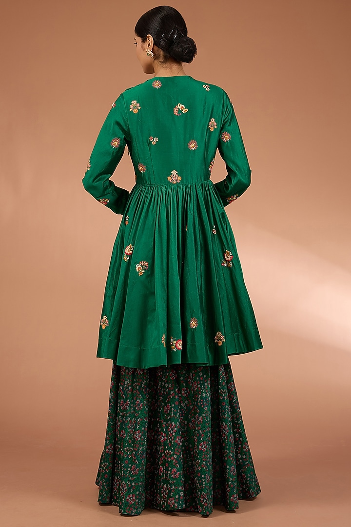 Green Organza Patchwork Cape Set by Petticoat Lane at Pernia's Pop Up Shop