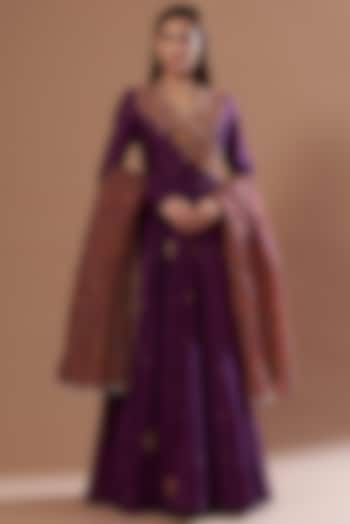 Purple Chanderi Anarkali Set by Petticoat Lane