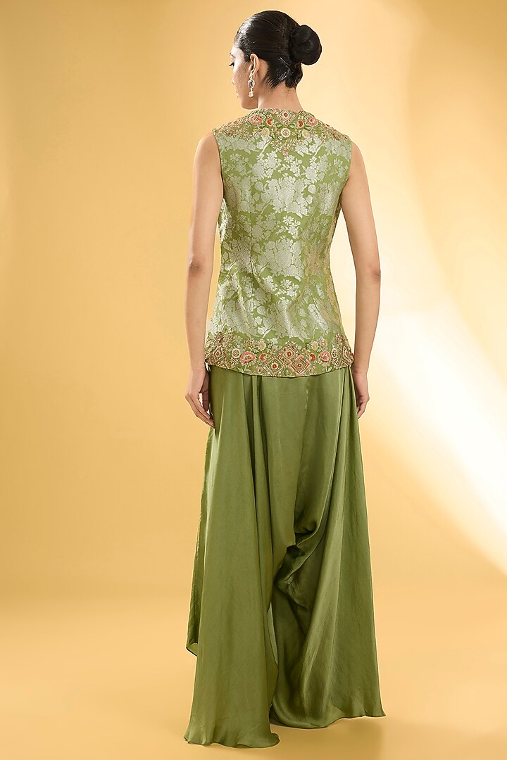 Pista Green Organza Cape Set by Petticoat Lane at Pernia's Pop Up Shop