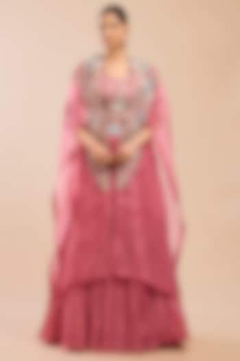 Peach Organza Patchwork Cape Set by Petticoat Lane at Pernia's Pop Up Shop