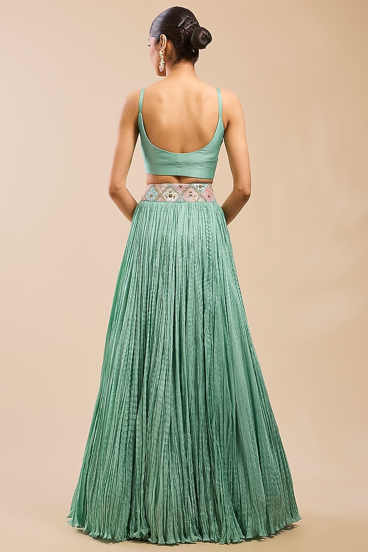 Green Organza Patchwork Cape Set by Petticoat Lane at Pernia's Pop Up Shop