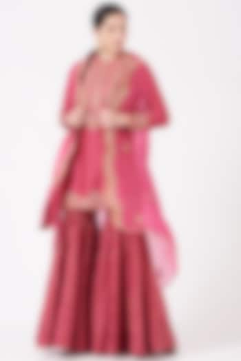 Pink Brocade Sharara Set by Petticoat Lane