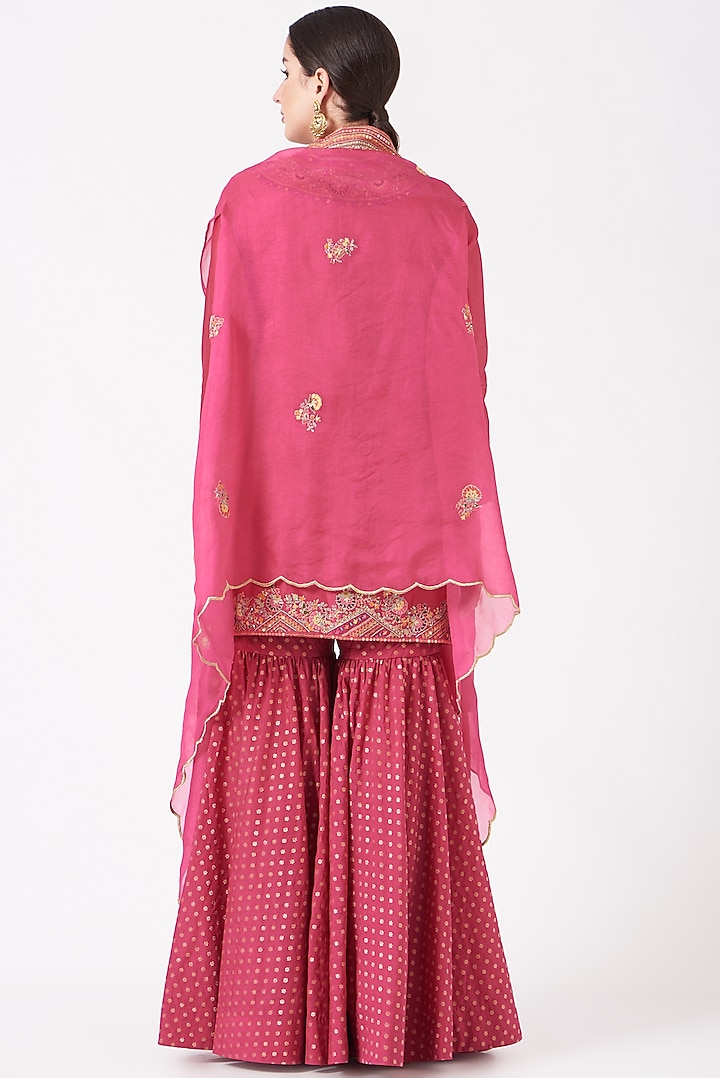 Pink Brocade Wedding Sharara Set by Petticoat Lane at Pernia's Pop Up Shop