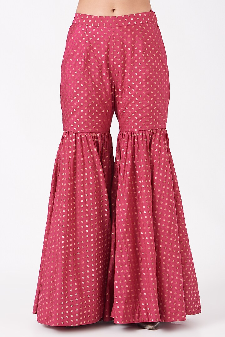 Pink Brocade Wedding Sharara Set by Petticoat Lane at Pernia's Pop Up Shop