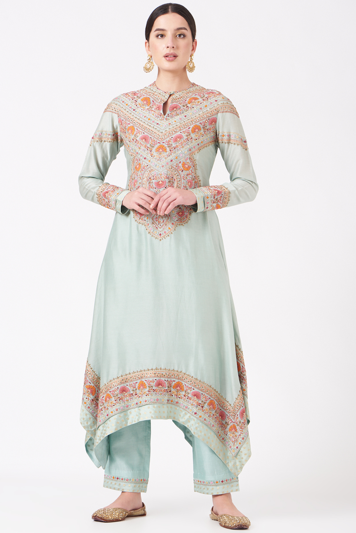 Powder Blue Embroidered Kurta Set by Petticoat Lane at Pernia's Pop Up Shop
