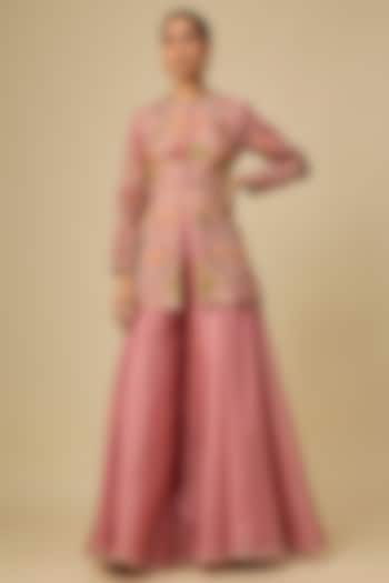 Lilac Organza Patchwork Bridal Sharara Set by Petticoat Lane at Pernia's Pop Up Shop