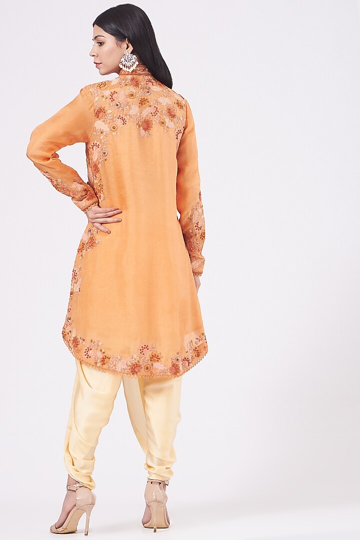 Nude Dhoti Set In Satin by Petticoat Lane at Pernia's Pop Up Shop
