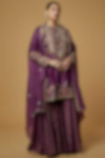 Purple Brocade Sharara Set by Petticoat Lane at Pernia's Pop Up Shop