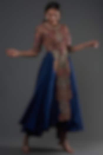 Blue Chanderi Kalidar Kurta Set by Petticoat Lane