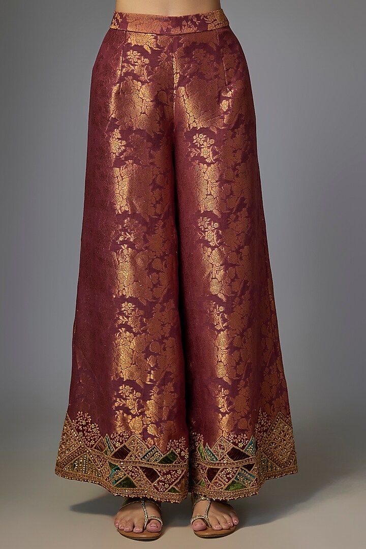 Mauve Velvet Embroidered Jacket Set by Petticoat Lane at Pernia's Pop Up Shop