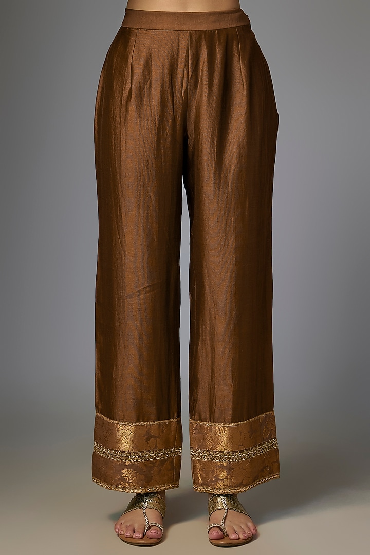 Tuscany Earthy Tone Velvet Embroidered Kurta Set by Petticoat Lane at Pernia's Pop Up Shop