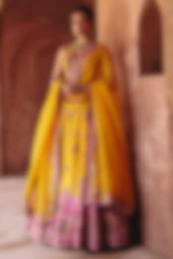 Rust Organza Embroidered Bridal Lehenga Set by Petticoat Lane at Pernia's Pop Up Shop