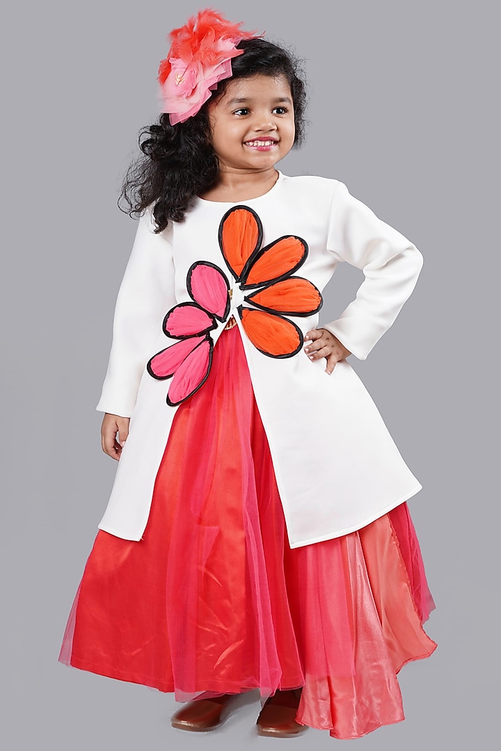 White Jacket With Applique For Girls by Pink Cow