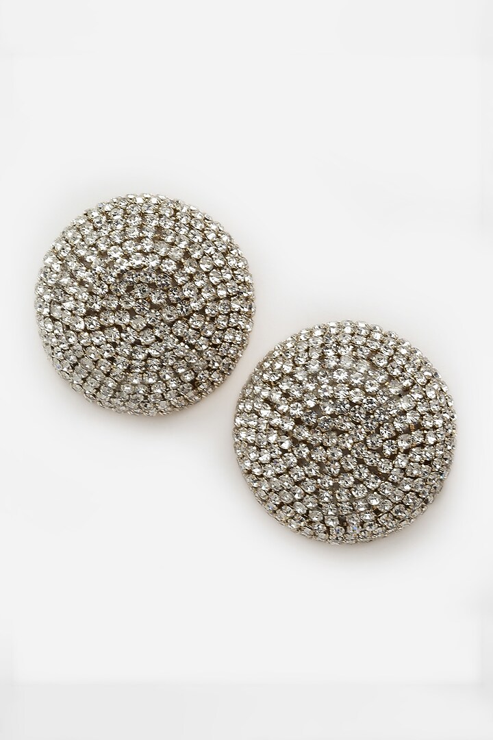 Gold Finish Crystal Stud Earrings by Bijoux By Priya Chandna at Pernia's Pop Up Shop