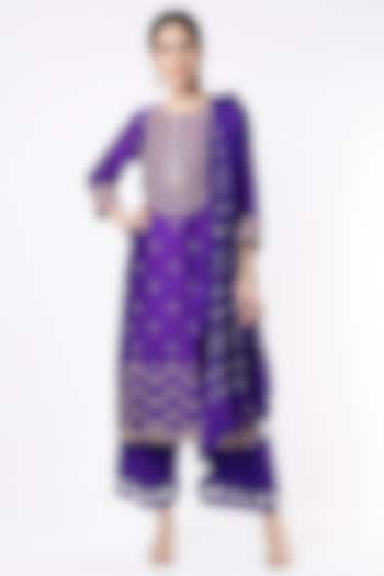 Purple Zardosi Embroidered Kurta Set by Pink City By Sarika at Pernia's Pop Up Shop