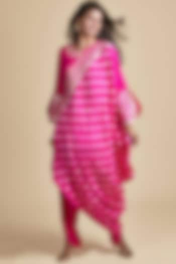 Hot Pink Hand Embroidered Kurta Set by Pink City By Sarika