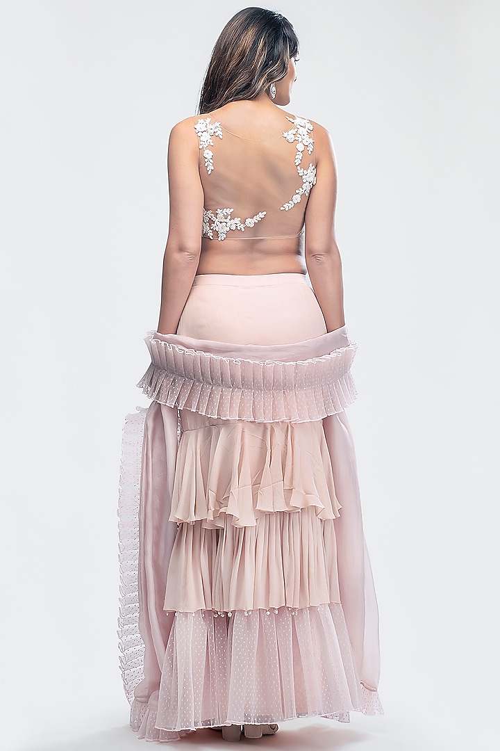 Blush Pink Embroidered Skirt Set by Priya Chhabria at Pernia's Pop Up Shop