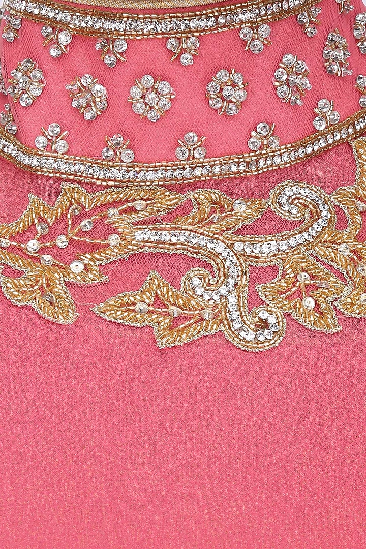 Pink anarkali and floral embroidered cape set available only at Pernia's Pop Up Shop.