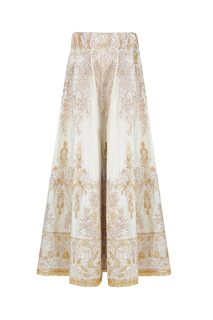 Ivory and gold gota patti embroidered kurta and sharara pants set available only at Pernia's Pop Up Shop.