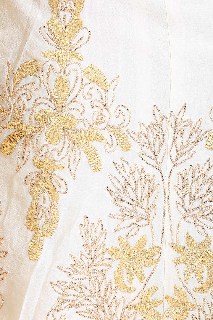 Ivory and gold gota patti embroidered kurta and sharara pants set available only at Pernia's Pop Up Shop.
