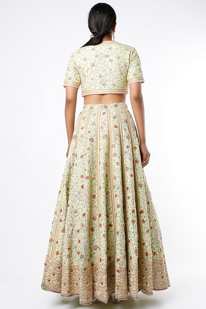 Mint Green Embroidered Bridal Lehenga Set by Petticoat Lane at Pernia's Pop Up Shop