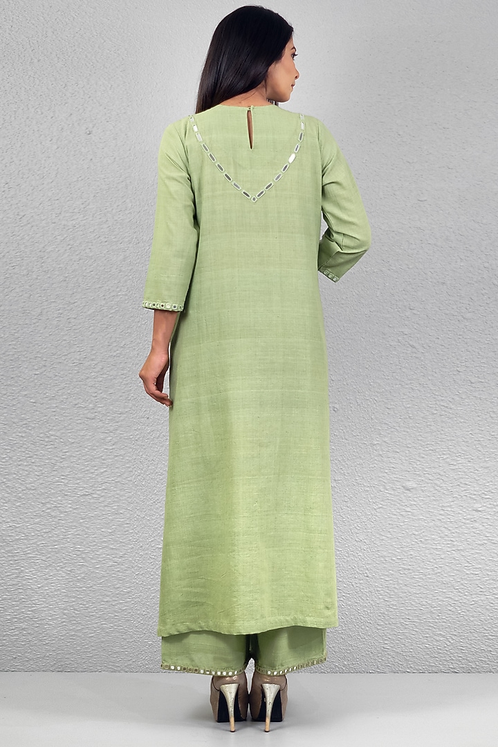 Mint Green Embroidered Kurta Set by Purvi Doshi at Pernia's Pop Up Shop