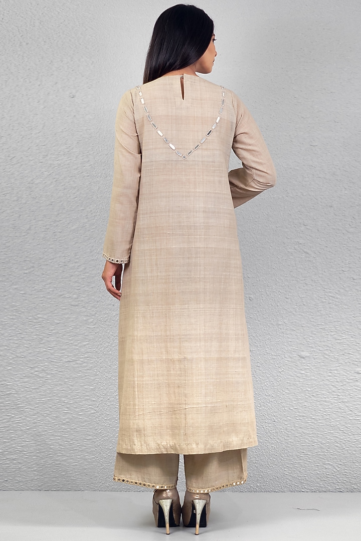 Beige Embroidered Kurta Set by Purvi Doshi at Pernia's Pop Up Shop